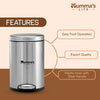 Mumma's LIFE Stainless Steel Plain Pedal Bin with Plastic Bucket And Lid | Garbage Bin Trash Can Dustbin with Lid Round Shape Dustbin For Home, Bathroom, Kitchen, Office