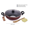 Mumma's LIFE Non-Stick Deep Kadai with Glass Lid- with Riveted and Virgin Bakelite Handle PFOA/Heavy Metal Free