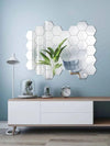 WallDaddy Mirror Stickers For Wall Pack Of 40 Hexagon Silver Color Flexible Mirror Size (10x12)Cm Each Hexagon - MILA STORE